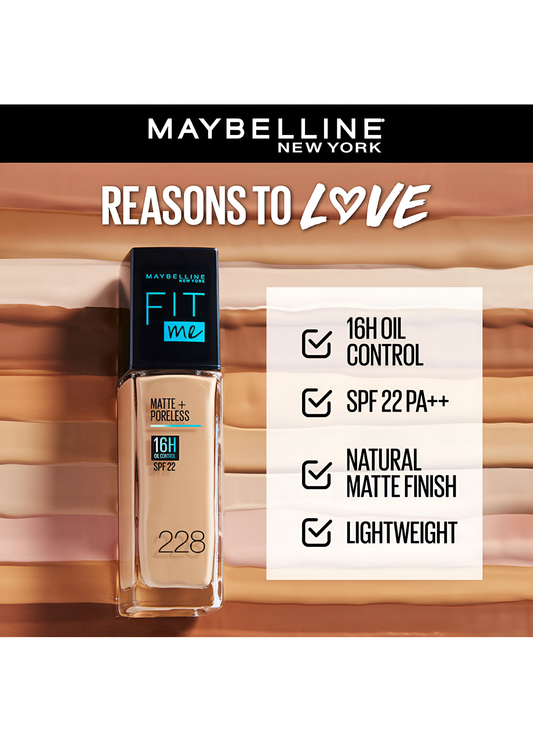 Maybelline New York Fit Me Matte+Poreless Liquid Foundation 16H Oil Control